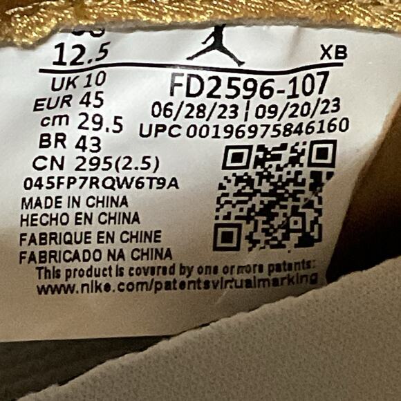 Air Jordan 1 High Metallic Gold Medal White Size 12.5 FD2596-107 - Picture 5 of 6